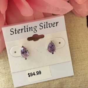 Amethyst Tear Drop Sterling silver earringβ¦